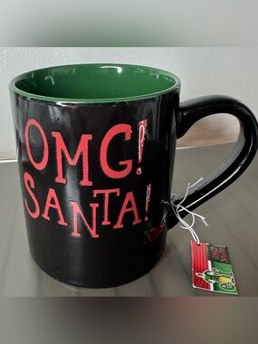 ELF movie Black and Green 'OMG! SANTA!' Holiday Ceramic Mug Christmas gift